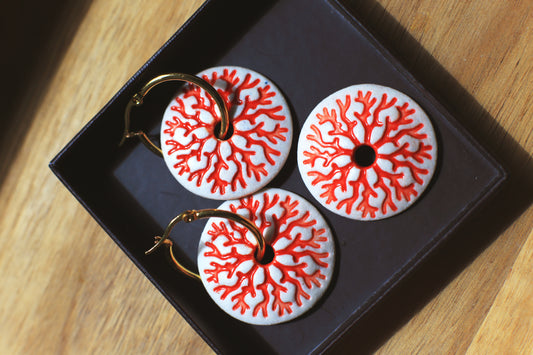Coral / Porcelain Jewellery Set