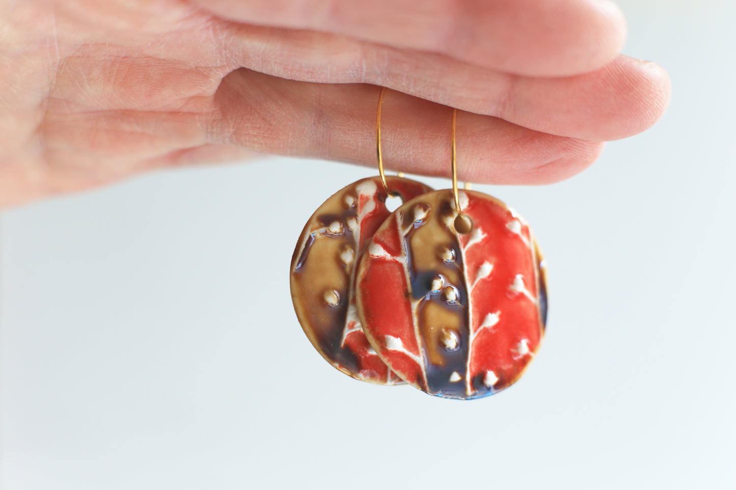 Dusk and Dawn / Porcelain Transformer Hoop Earrings