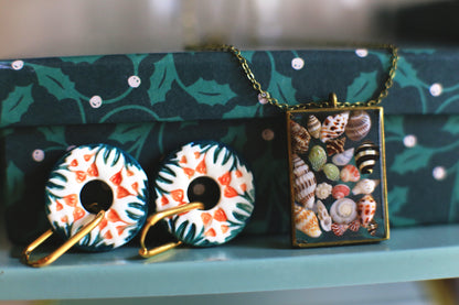 Flower Time / Porcelain Charm Hoop Earrings