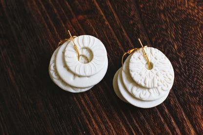 Rosette Symphony / Porcelain Transformer Earrings