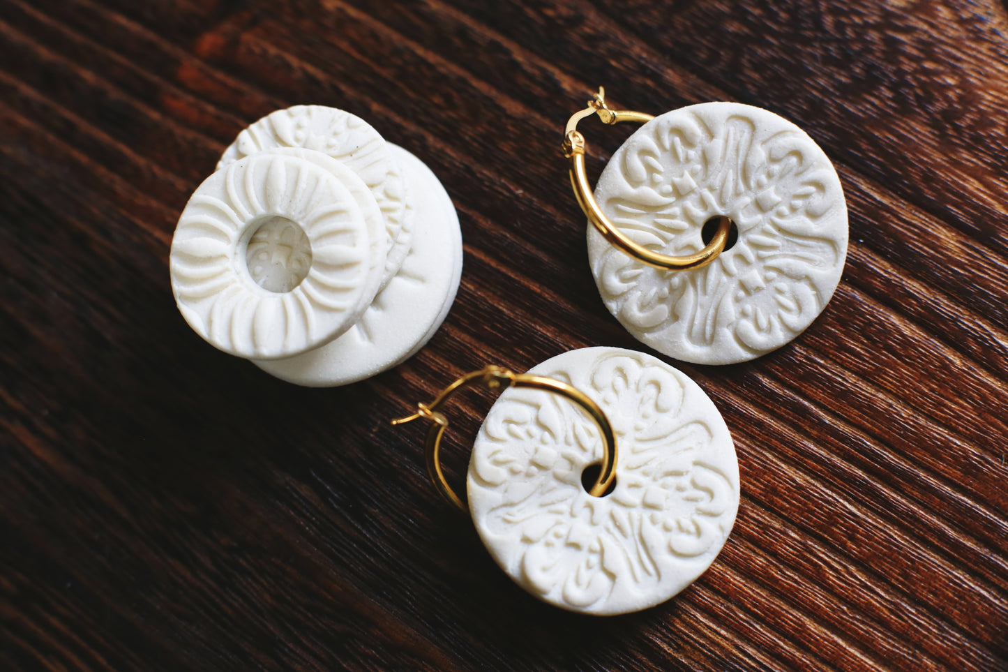 Rosette Symphony / Porcelain Transformer Earrings