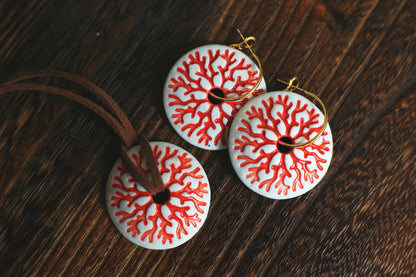 Coral / Porcelain Jewellery Set