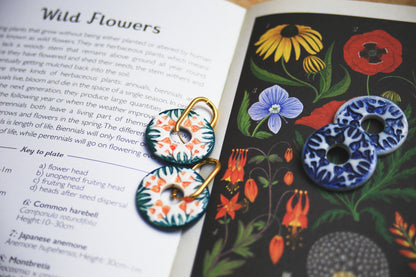 Flower Time / Porcelain Charm Hoop Earrings
