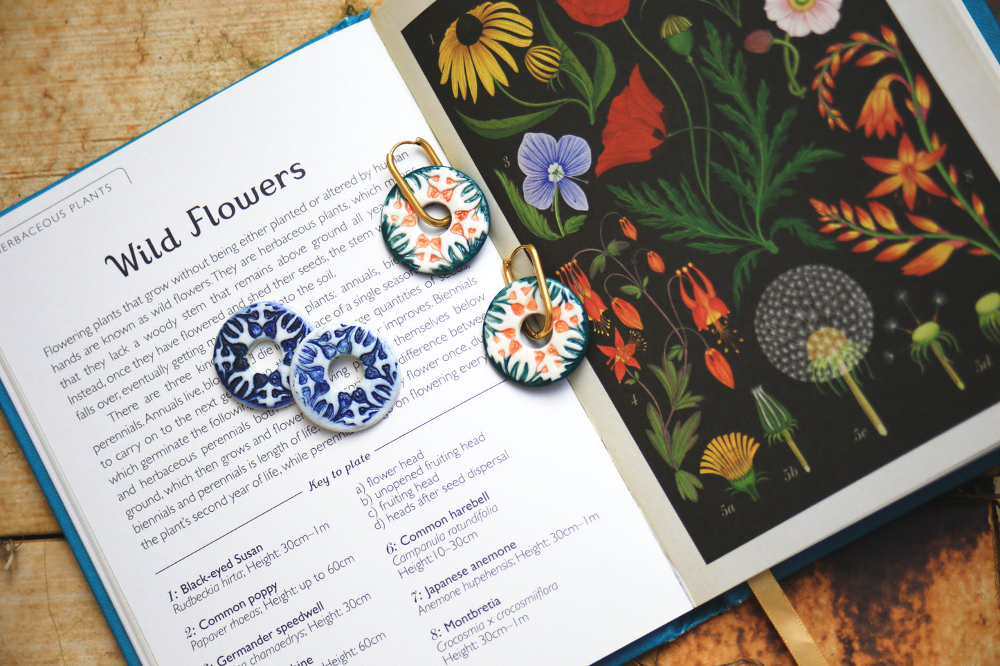 Flower Time / Porcelain Charm Hoop Earrings