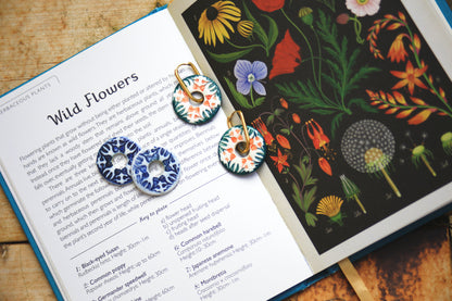 Flower Time / Porcelain Charm Hoop Earrings