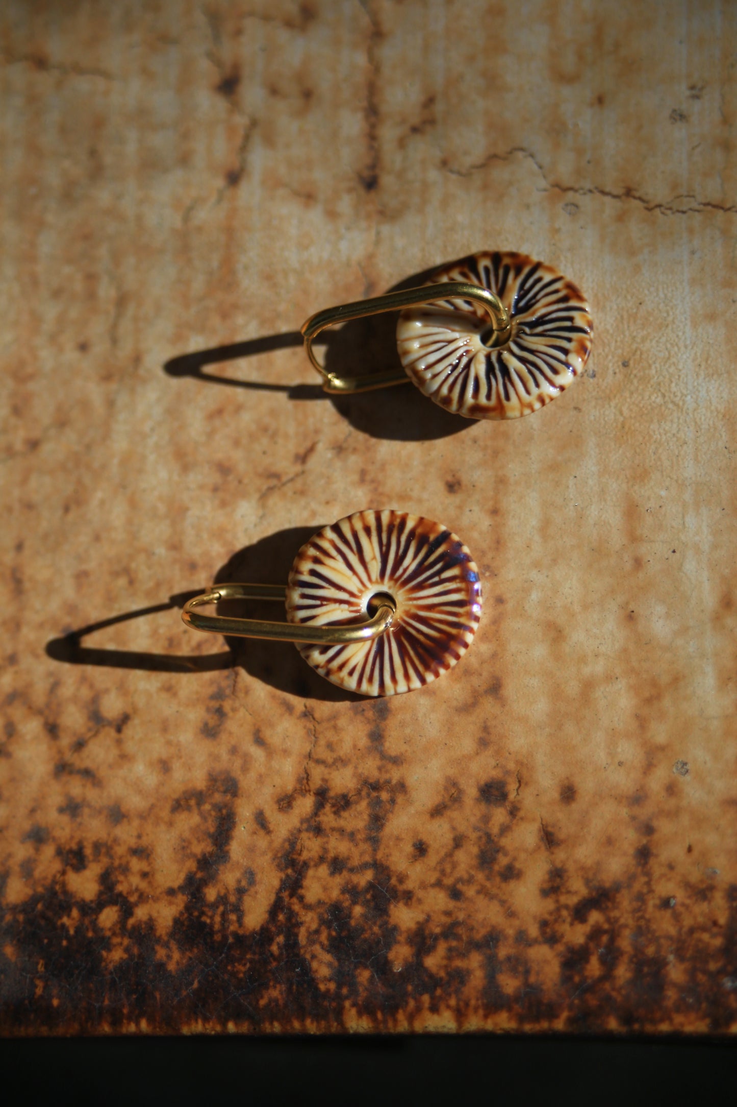 Caramelised Sunshine / Porcelain Hoop Earrings