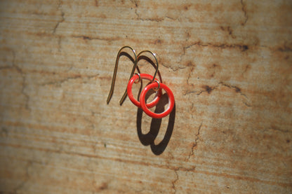 Red Rim / Porcelain Earrings