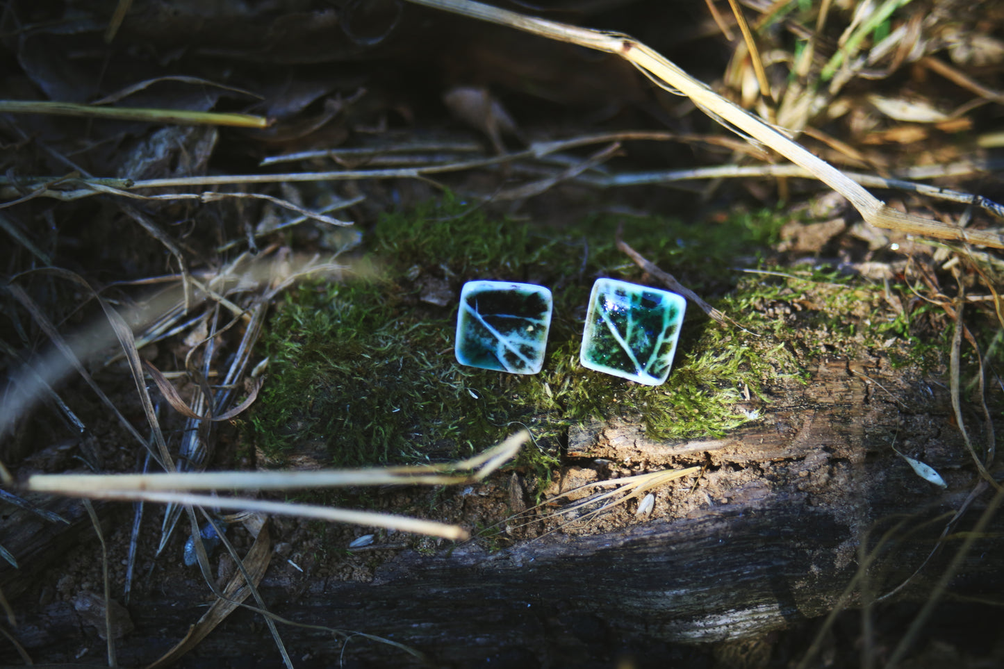 Leaf Squared / Porcelain Stud Earrings
