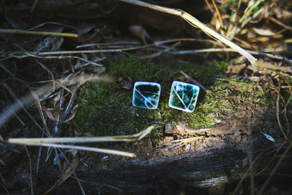 Leaf Squared / Porcelain Stud Earrings