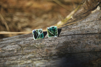 Leaf Squared / Porcelain Stud Earrings