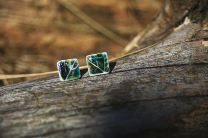 Leaf Squared / Porcelain Stud Earrings