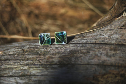 Leaf Squared / Porcelain Stud Earrings
