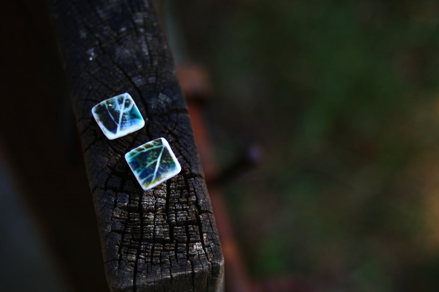 Leaf Squared / Porcelain Stud Earrings