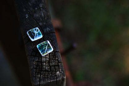 Leaf Squared / Porcelain Stud Earrings