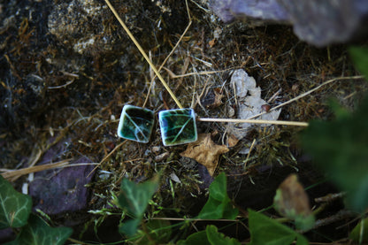 Leaf Squared / Porcelain Stud Earrings