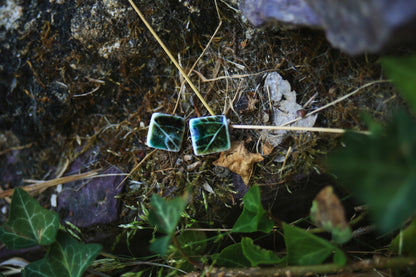 Leaf Squared / Porcelain Stud Earrings