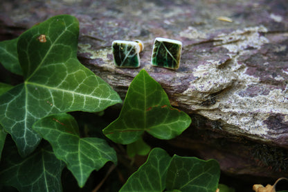 Leaf Squared / Porcelain Stud Earrings
