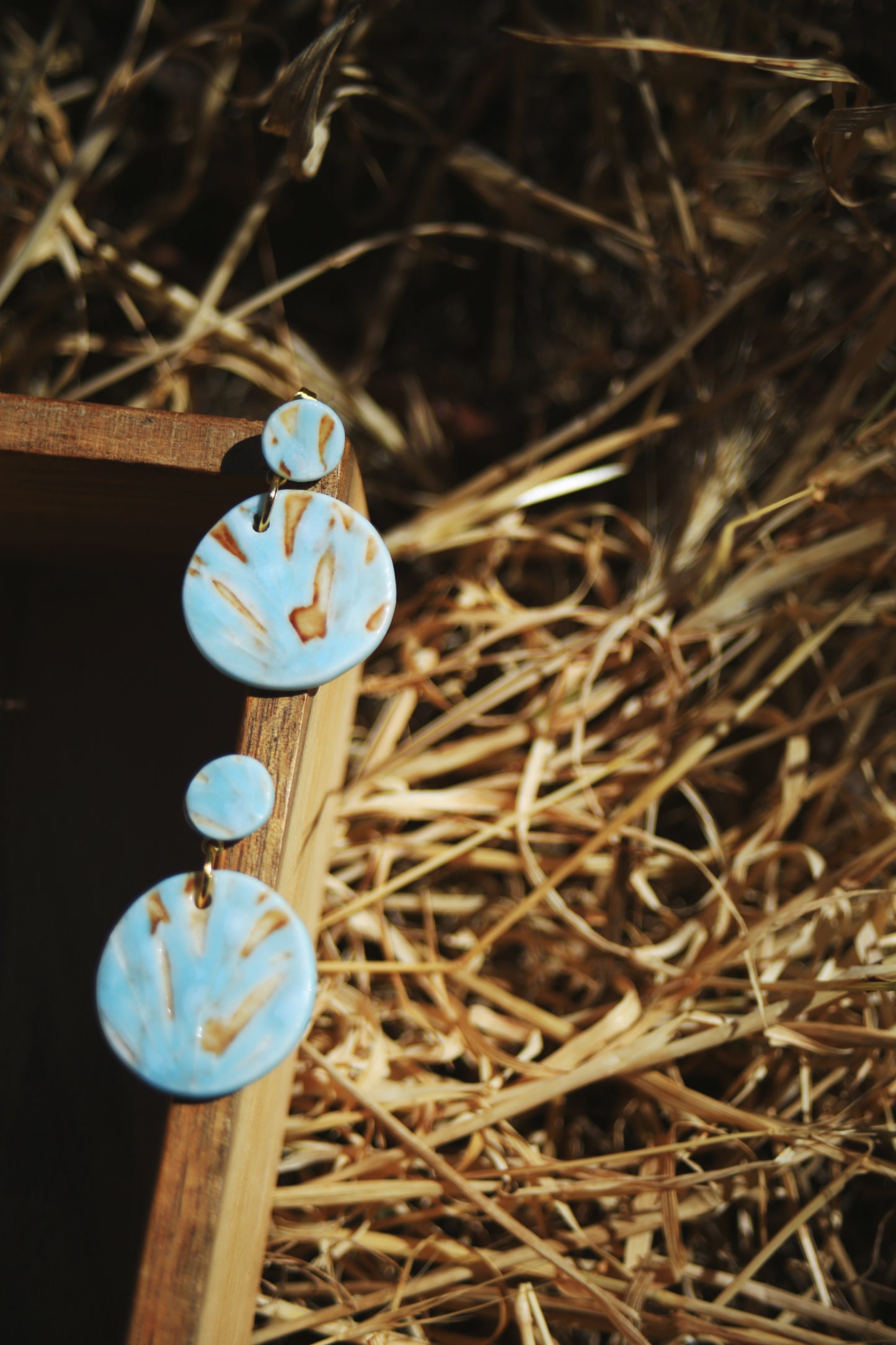 Lapis Straw / Porcelain Earrings