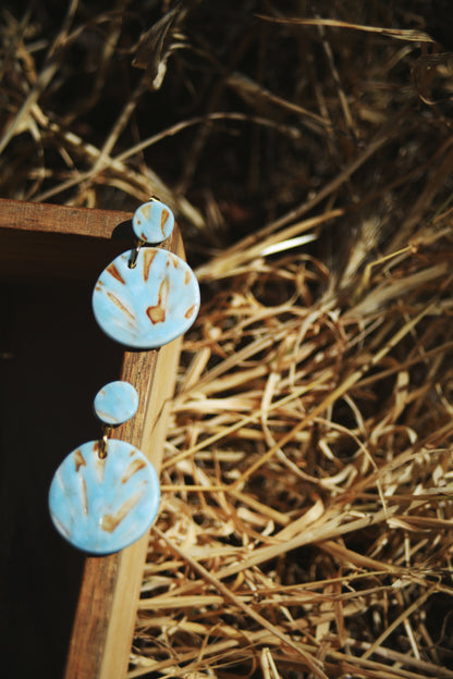 Lapis Straw / Porcelain Earrings