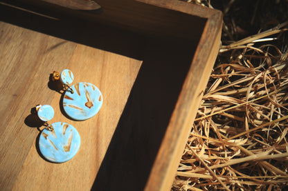 Lapis Straw / Porcelain Earrings