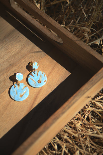 Lapis Straw / Porcelain Earrings