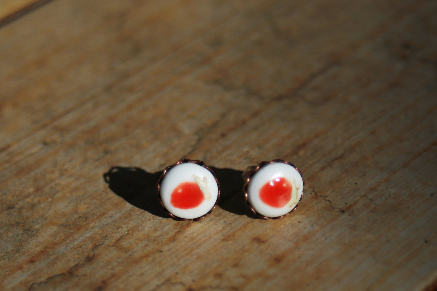 Strawberries / Porcelain stud earrings.