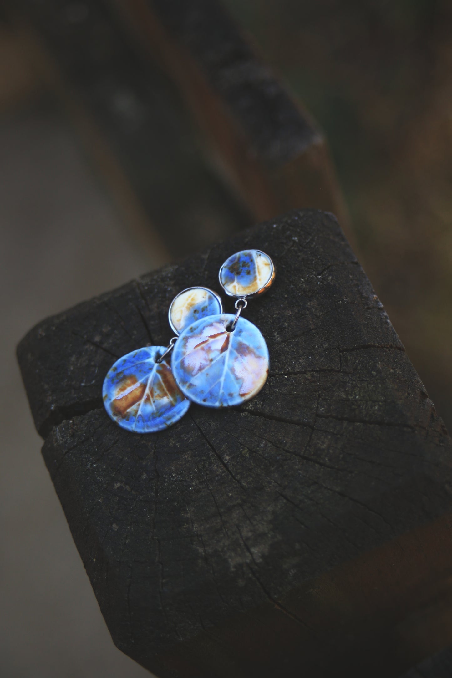 Framed Leaves / Porcelain Earrings