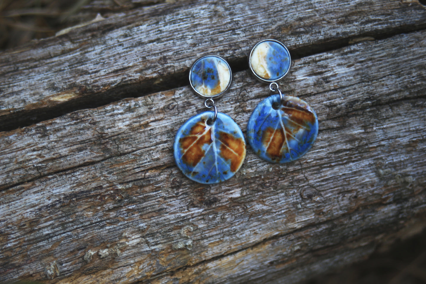 Framed Leaves / Porcelain Earrings