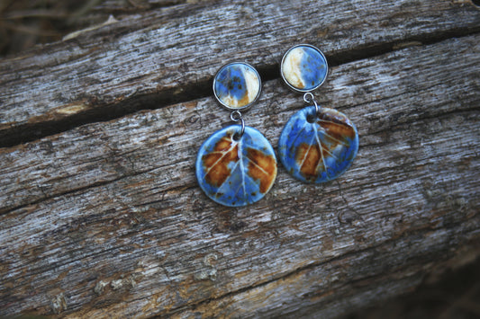 Framed Leaves / Porcelain Earrings