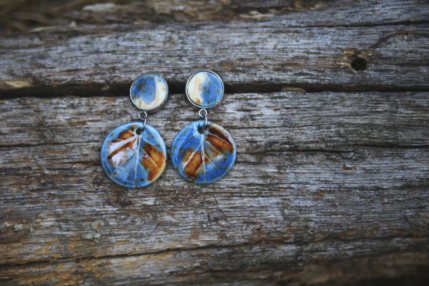 Framed Leaves / Porcelain Earrings