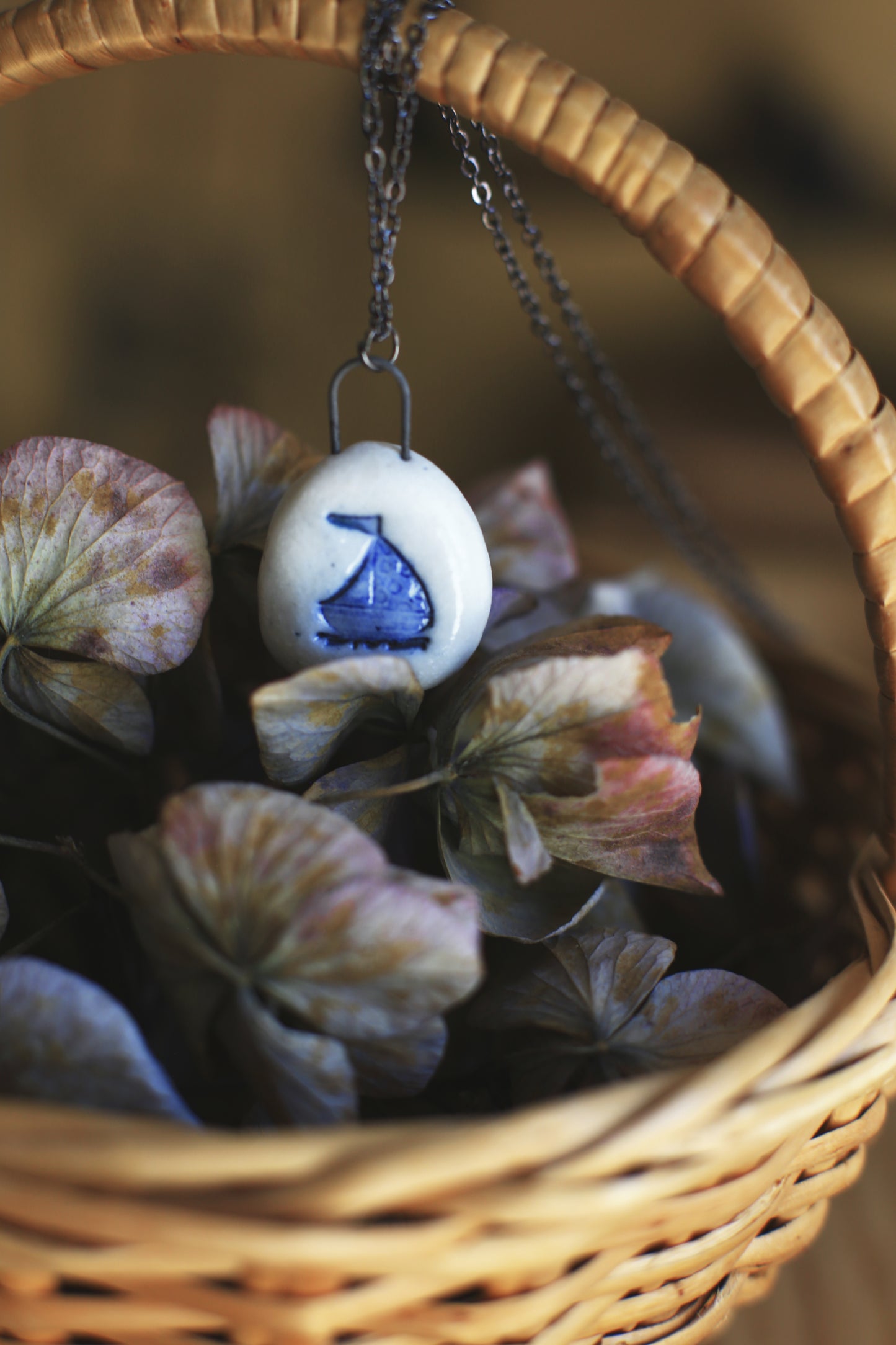 Tiny Sail / Porcelain Pendant
