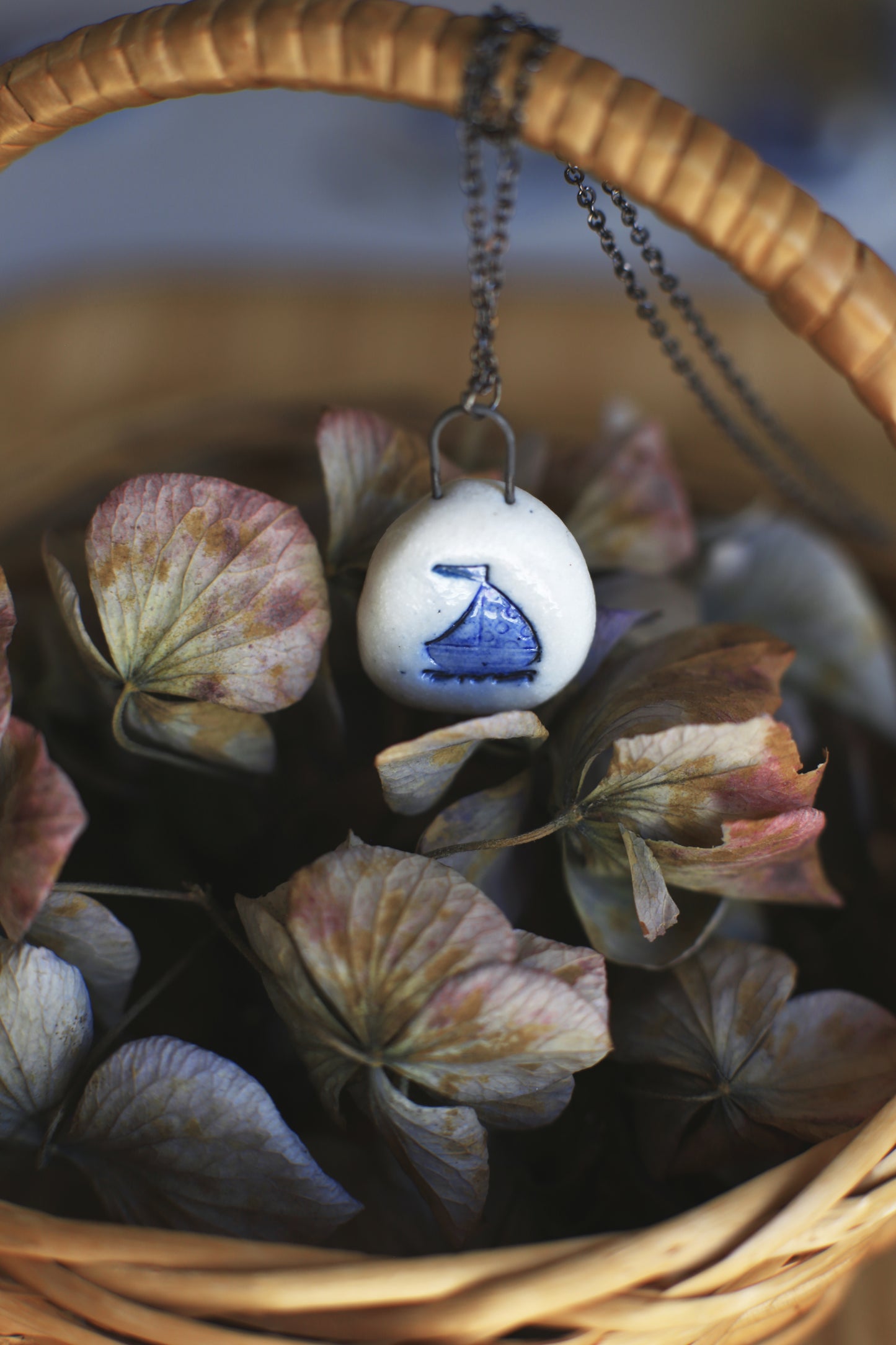 Tiny Sail / Porcelain Pendant