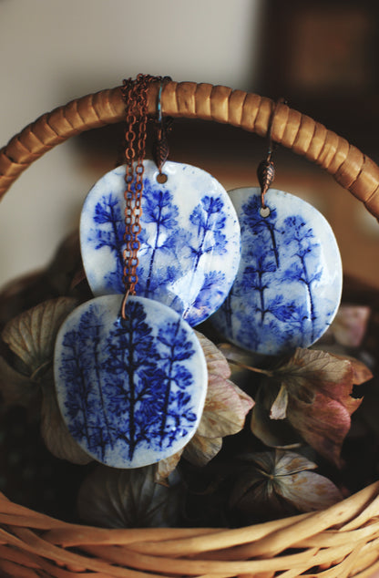 Blue Grasses / Porcelain Jewellery Set