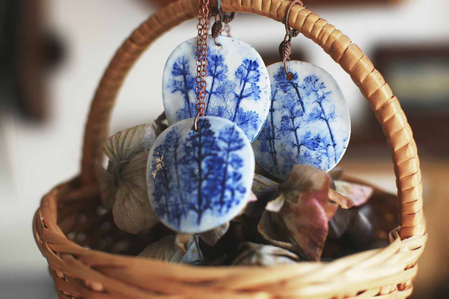 Blue Grasses / Porcelain Jewellery Set
