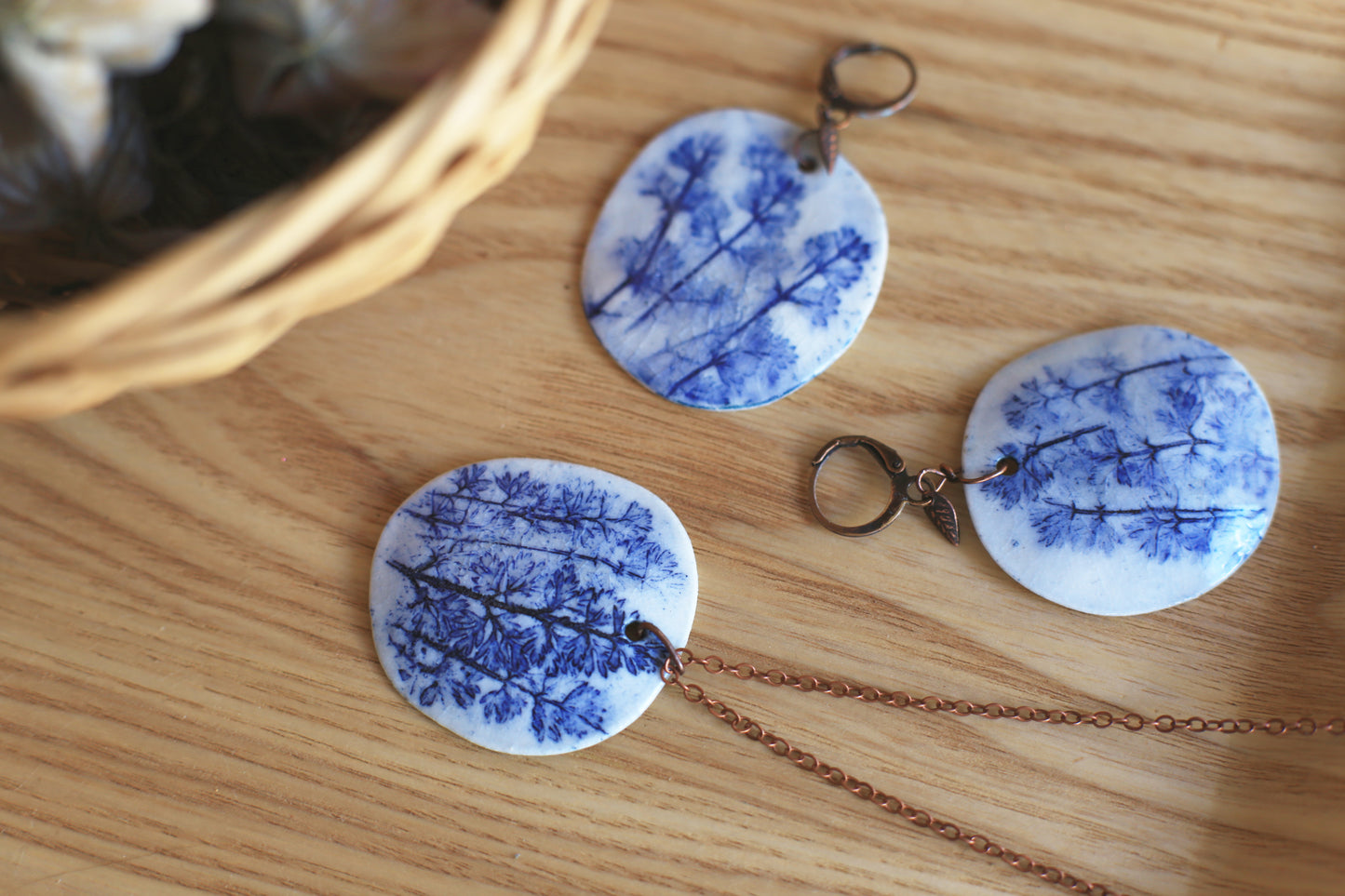 Blue Grasses / Porcelain Jewellery Set
