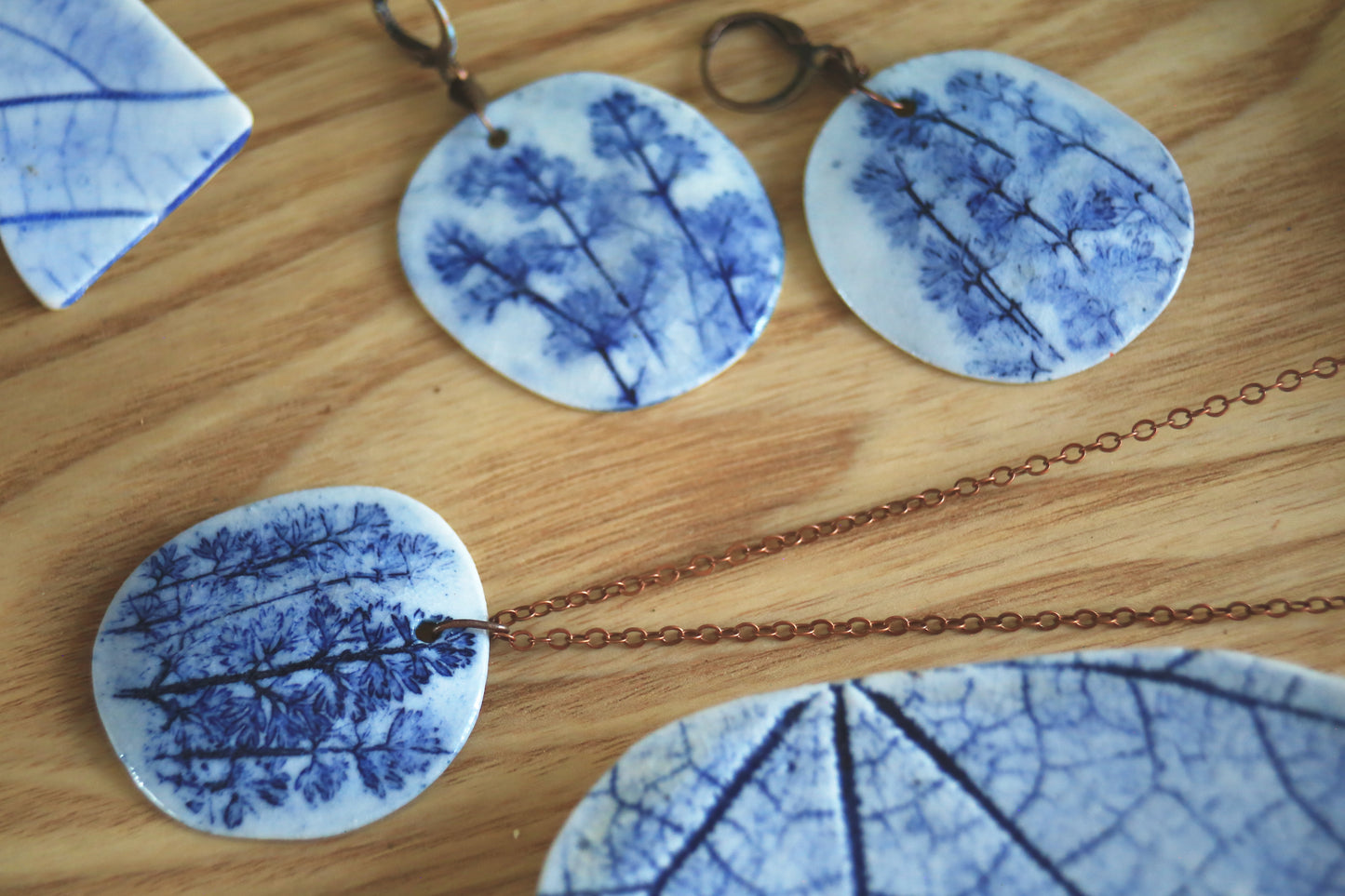 Blue Grasses / Porcelain Jewellery Set