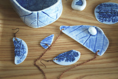 Blue Grasses / Porcelain Jewellery Set