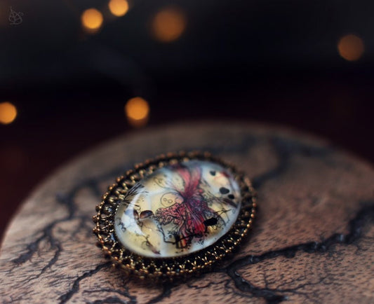 Butterfly Dream Brooch / Seashells and Seaweed from Scotland
