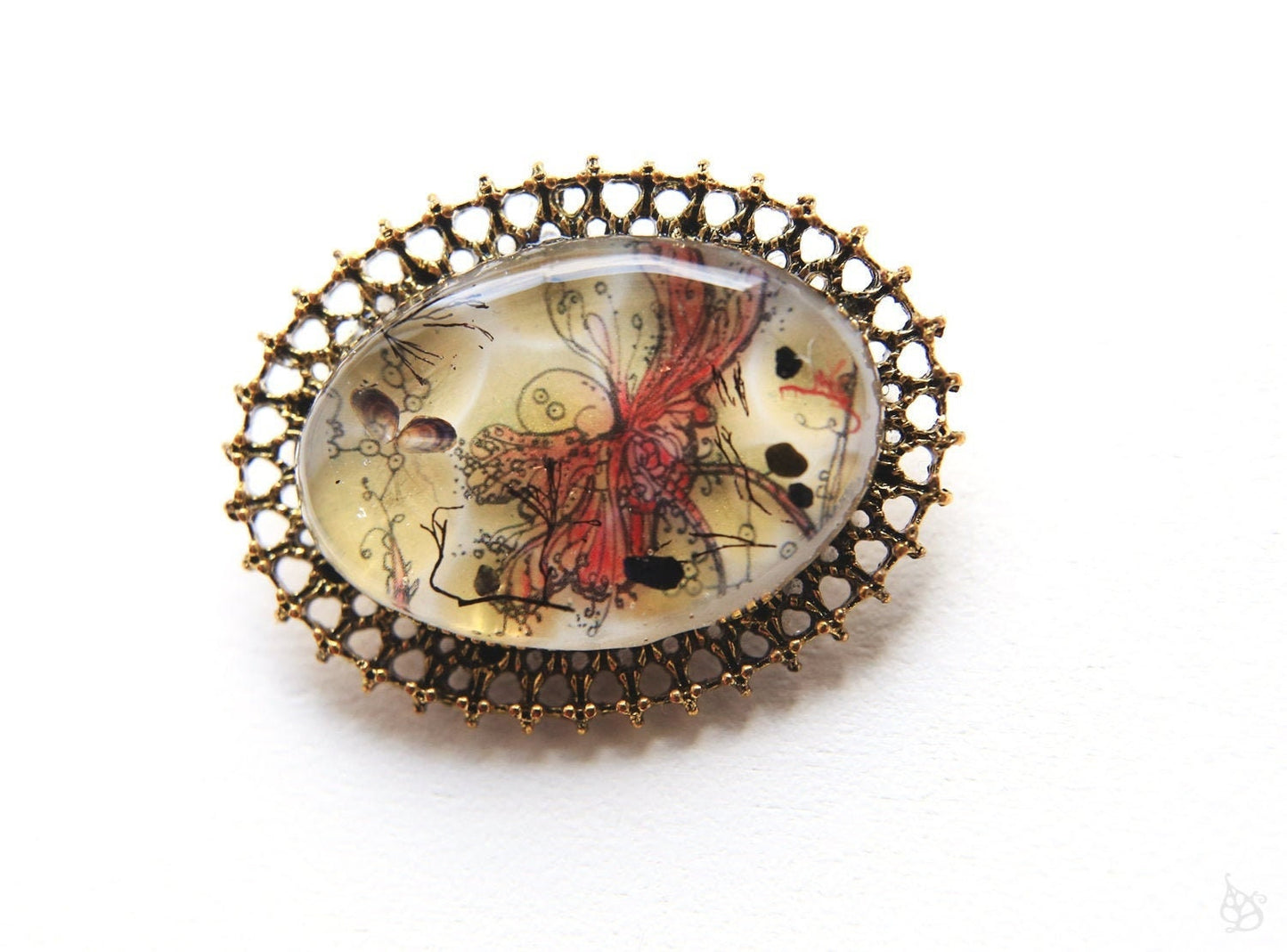 Butterfly Dream Brooch / Seashells and Seaweed from Scotland
