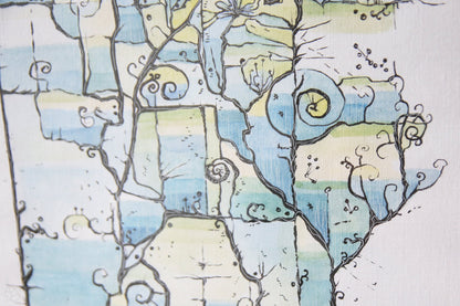 Pond Water / Original ink and watercolor painting