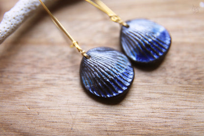 Shell Pleatings / Black Clay Ceramic Earrings