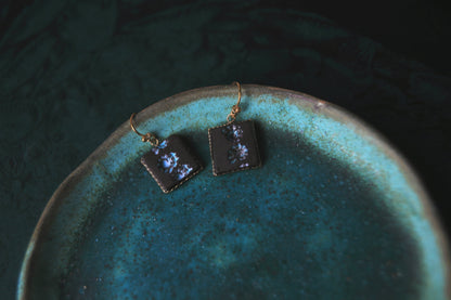 Sequence / Black Ceramic Earrings with Seashell Imprints