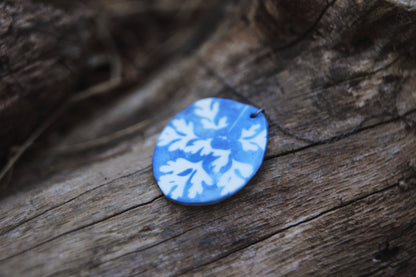 Cyanotype Geranium / Porcelain Pendant