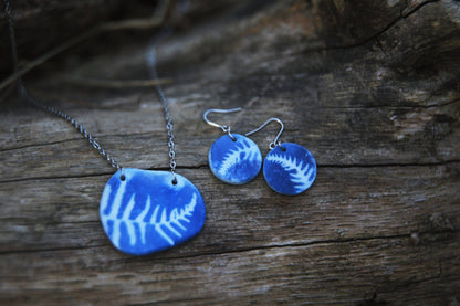 Fougères / Cyanotyped Porcelain Jewelry Set