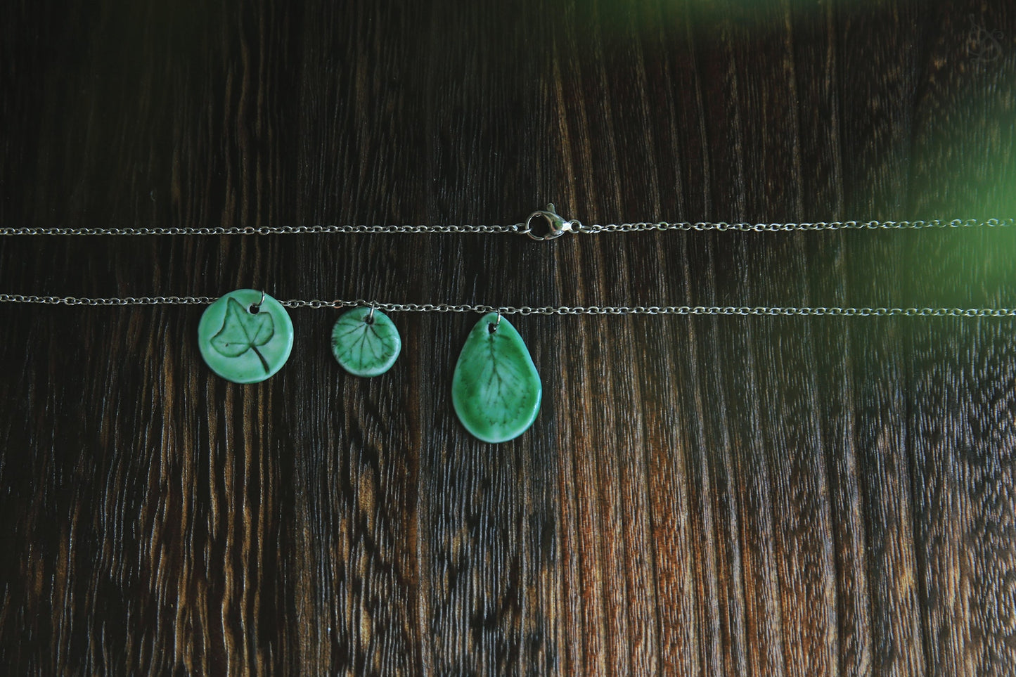 Spring Leaves / Porcelain Necklace and Earrings
