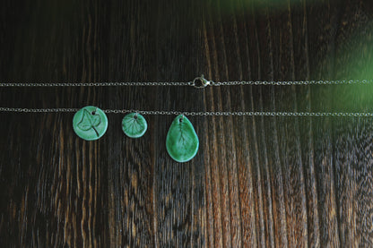 Spring Leaves / Porcelain Necklace and Earrings