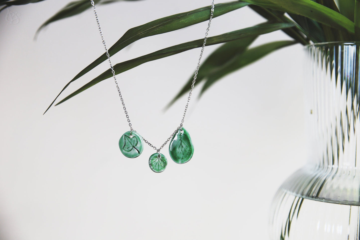 Spring Leaves / Porcelain Necklace and Earrings