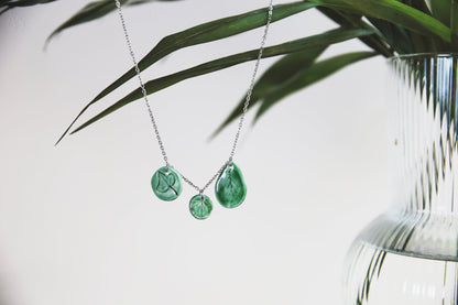 Spring Leaves / Porcelain Necklace and Earrings