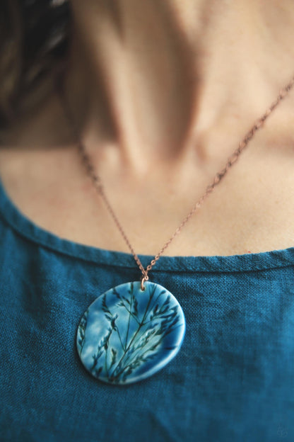 Teal Herbarium / Porcelain Jewelry Set