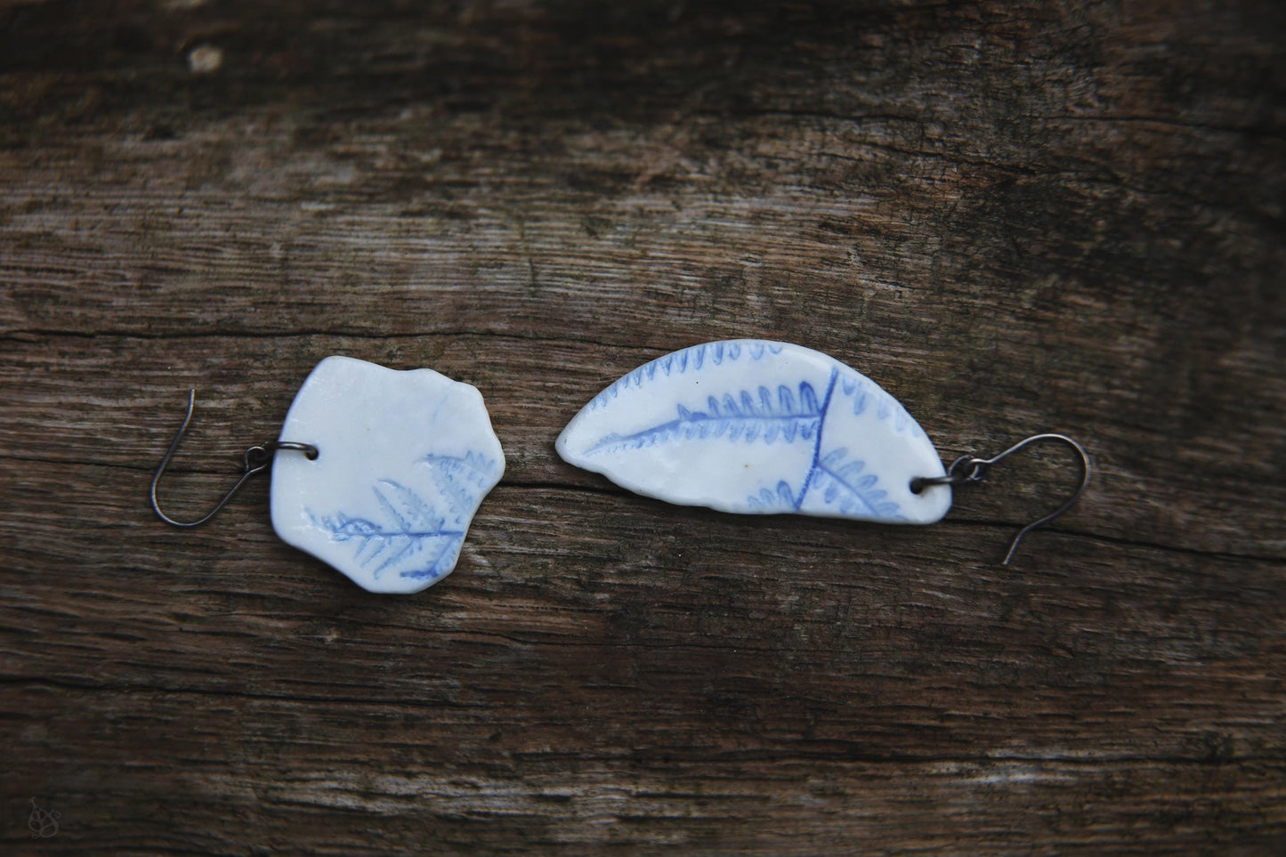 Cleft Ferns / Porcelain Earrings and Necklace